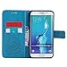 Firefish Galaxy S6 Edge Plus Case,Pu Magnetic Flip Folio Wallet Case [Durable] Lightweight Kickstand Folding Case with Card Holder Xmas Birthday Gift for Samsung Galaxy S6 Edge Plus -Sunflower Blue