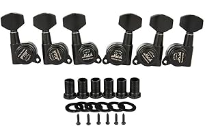 KAISH 3L3R 18:1 Locking Tuners Tuning Keys Guitar Locking Tuning Machines with Mini Contemporary Buttons for most Electric/Ac