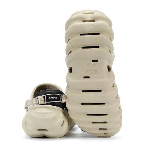 Crocs Unisex-Adult Echo Clogs, Bone/Black, Men/7 Women