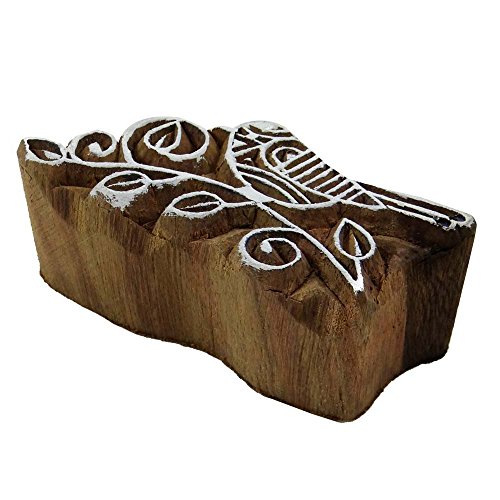 Bird Stamp Indian Wood Stamps Handcraved Brown Printing Block Textile Stamp