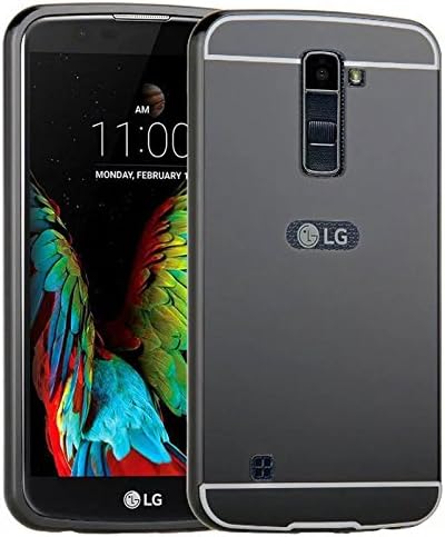 Rejected all traditions Luxury Ultra-thin Sparkle Mirror case+Aluminum Metal Frame Bumper With Hard PC Back Cover Anti-scratch, Anti-shock Case For LG K7 - Black