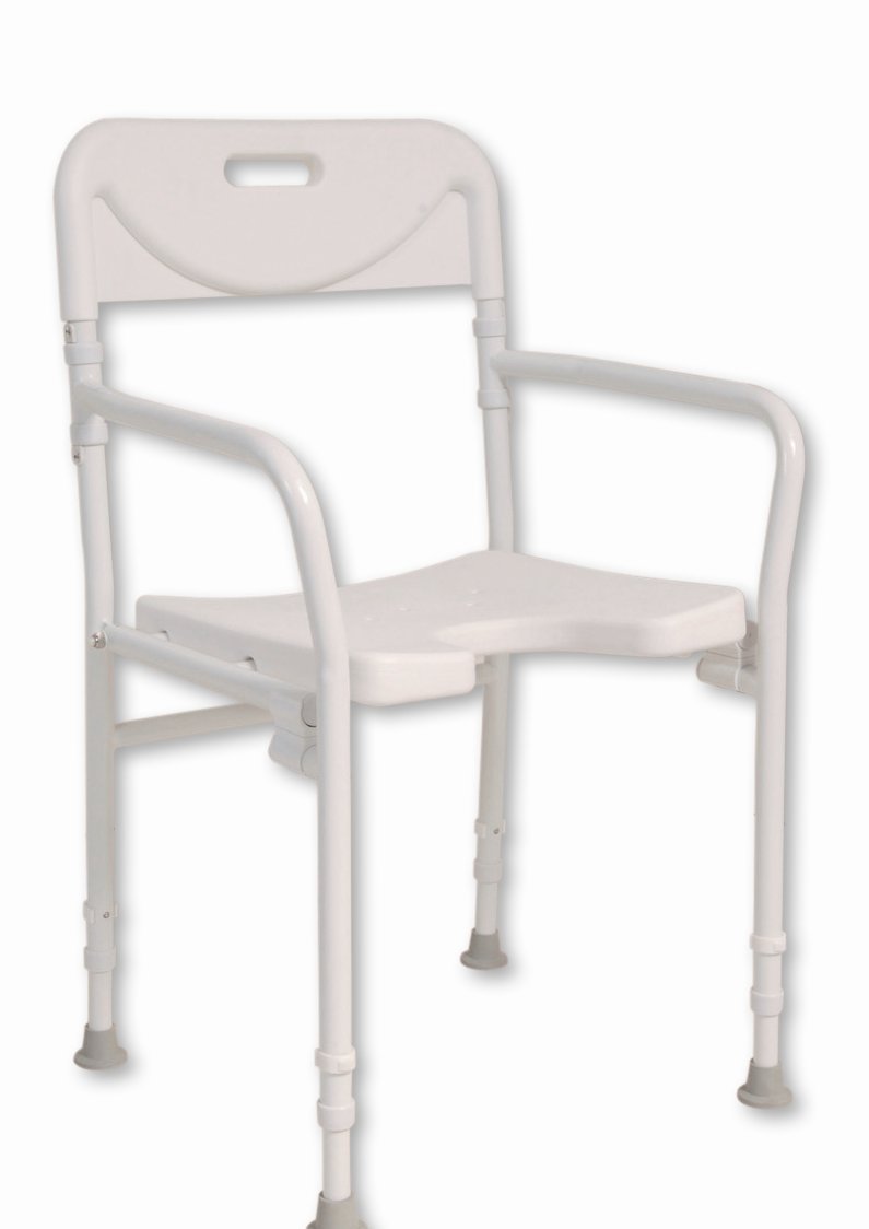 NRS Healthcare M00778 Shower Chair Height Adjustable with Back and Arms - Folding