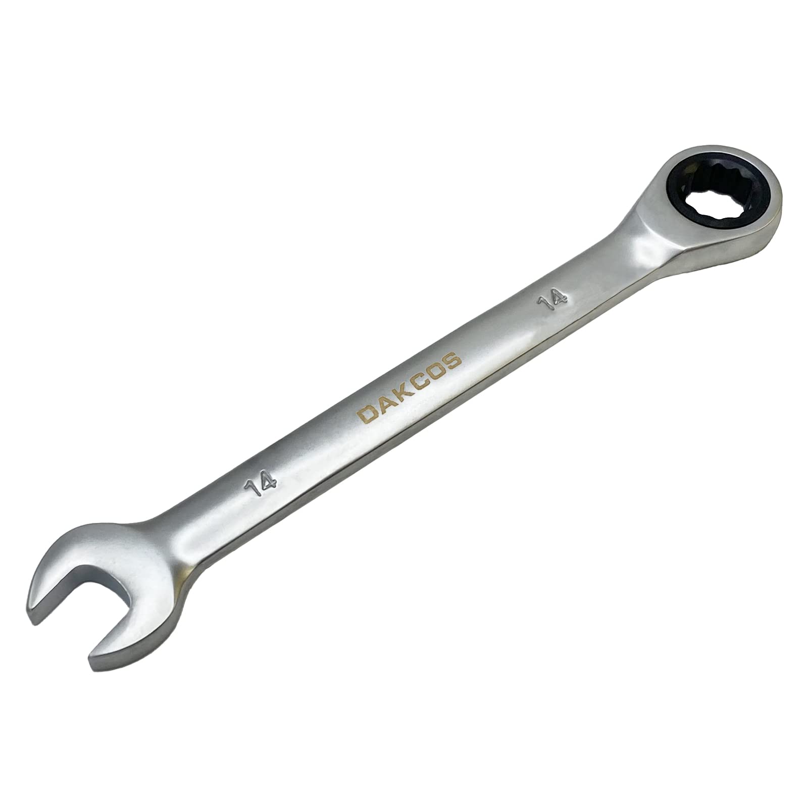 DAKCOS Fixed Head Ratchet Spanner 14mm Ratcheting Combination Wrench Chrome Vanadium Steel — image 1