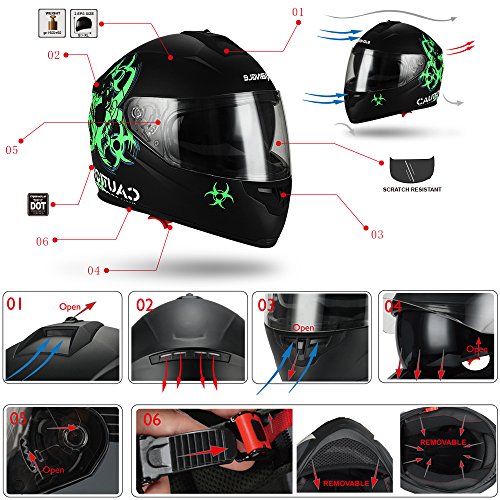 TRIANGLE Motorcycle Helmet Full Face Dual Visor Street Bike Biohazard