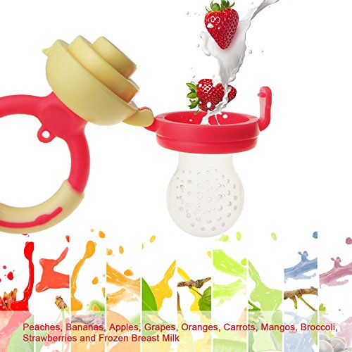 image for Baby Fresh Food Feeder Pacifier(2 Sets) - SILIVO Silicone Fruit Teethi