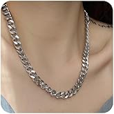 FEEL STYLE Chunky Cuban Link Chain for Men Women - Stainless Steel Gold Necklace for Women Men - Gold Silver Plated Choker Thick Trendy Punk Hip Hop Chain Jewelry 8mm/12mm/16mm