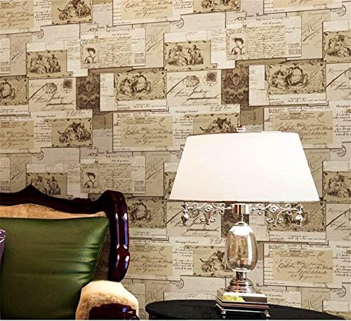Huoduoduo Wallpaper Lies Wallpaper American Style Village Lettering Cartoon Strip Children Wallpaper Bedroom Living Room Background Wall Paper 10 * 12:53 (M) (Color: Light Brown)