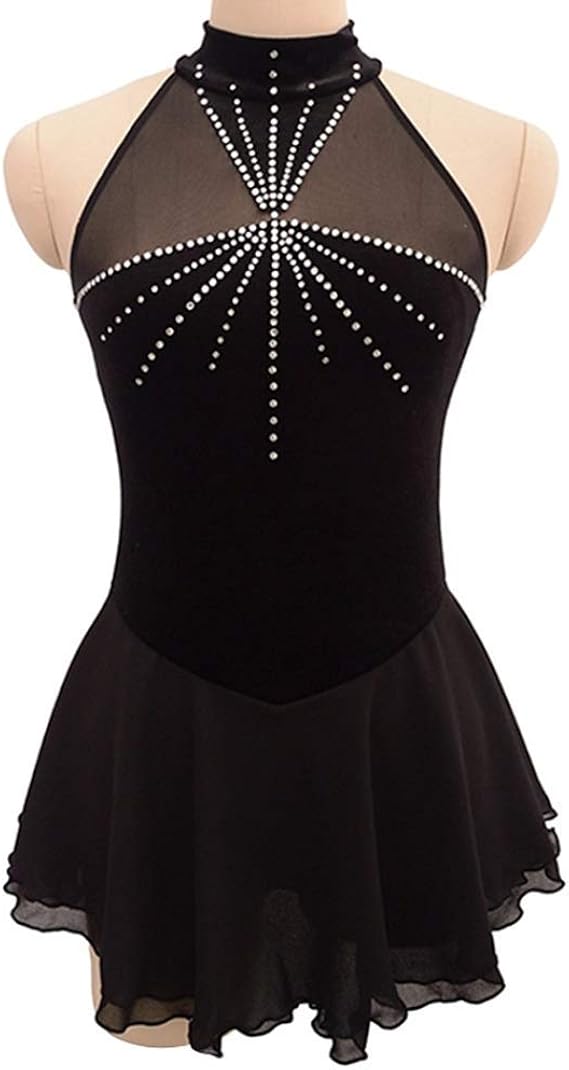 YunNR Figure Skating Practice Dress Women's/Girls No Sleeve High Collar