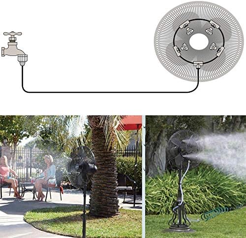 MEJOSER Updated Fan Misting Kit for a Cool Patio Breeze - Leak Blocker Added, Turns Heat Down by 20 Degrees, Easy On The Wallet, Portable, Connects to Any Outdoor Fan!