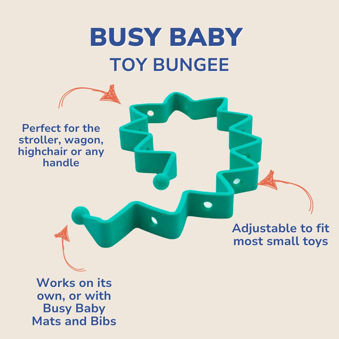 Busy Baby Toy Bungee - Dishwasher Safe Toy Strap - 100% Food-Grade Silicone (Spearmint)