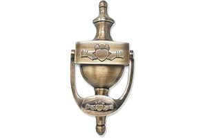 Exclusively Irish Claddagh Door Knocker for Front Door Celtic Brass Knocker Welcome Gift for Home 8'' (Antique Brass)