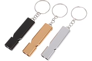3 Pcs Metal Emergency Survival Whistle, High Pitch Double Tubes Survival Safety Whistle with Keychain for Boating Outdoor Cam