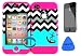 Bumper Case for Apple iphone 4 4G 4S Blue Block Chevron with small Anchor Hard Plastic Snap on over Pink Silicone Gel(Wireless fones Wristband, Screenprotector,and prytool included)