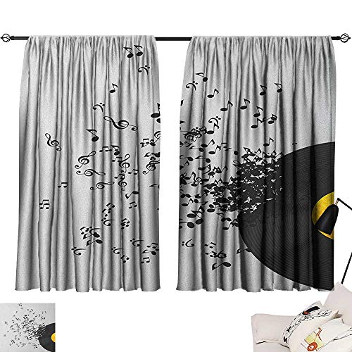 Music Decorative Darkening Curtains Abstract Design Flying Music