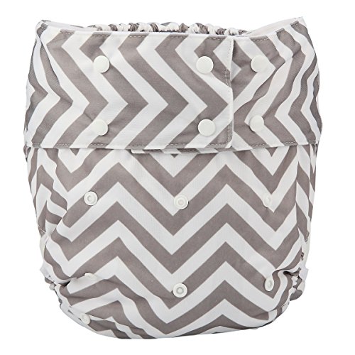 Sigzagor Teen Adult Cloth Diaper Nappy Reusable Washable For Disability Incontinence (Gray Chevron)