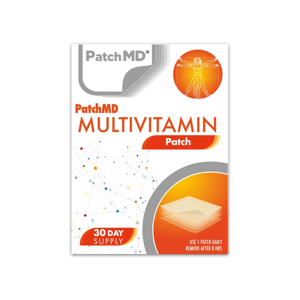 PatchMD Multivitamin - 30 Daily Topical Patches. 100% Natural. Hypoallergenic & Filler Free. High Absorption More bioavailable. Suitable for Sensitive stomachs & bariatric.