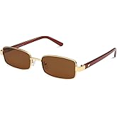 VANLINKER Retro Rectangle Polarized Sunglasses for Women Men Small 90s Vintage Trendy Slim Narrow Rectangular Frame VL9684