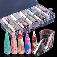 Macute Nail Foil Transfer Stickers Nail Art Supplies Foil Transfers 10 Rolls Flowers Starry Sky Nail Decals Manicure Tips Wraps Nail Art Decorations for Women Fingernails Toenails DIY Beauty Designs