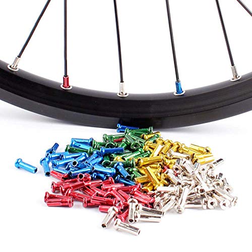 Juland 72 PCS Alloy Spoke Nipples Bike Spoke Nipples End Tips Nipples End Caps Wheel Spoke Nipples Decor for Mountain Road Bicycles 14G - Blue (Renewed)