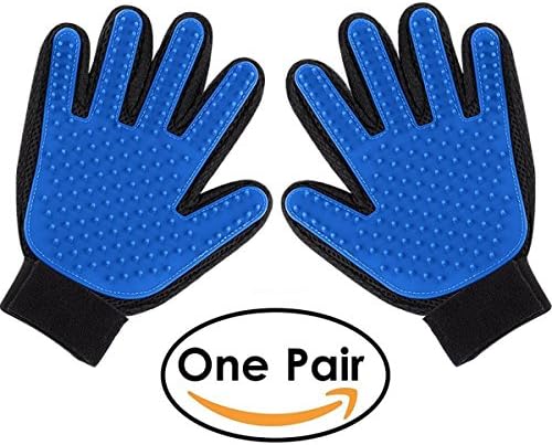 Pet Grooming Glove (1 Pair ) - Gentle Deshedding Brush Glove - Efficient Pet Hair Remover Mitt - Massage Tool with Enhanced Five Finger Design - Perfect for Dogs &amp; Cats Short Fur