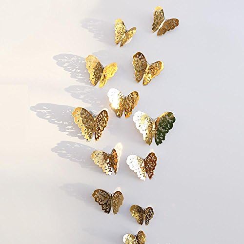 12 Pcs 3D Wall Stickers Hollow Butterfly Stickers Home Decorations for Fridge Christmas by LuckUK