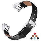 For Fitbit Alta HR and Alta Leather Bands, Konikit Classic Premium Genuine Leather Soft Slim Replacement Wristband Vintage Strap Accessories with Metal Buckle Clasp, Women Men