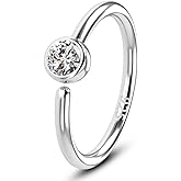 OUFER 925 Sterling Silver Nose Rings Hoops, Clear CZ Nose Rings, Seamless Continuous Open Nose Hoops, Nose Piercing Jewelry for Women Men