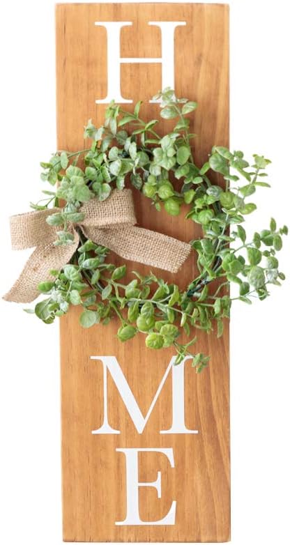 Home Sign – Home Sign with Wreath – Home Wall Sign Real Beech Wood – Home Plaque Handcrafted – Home Wreath Sign Nordic Style