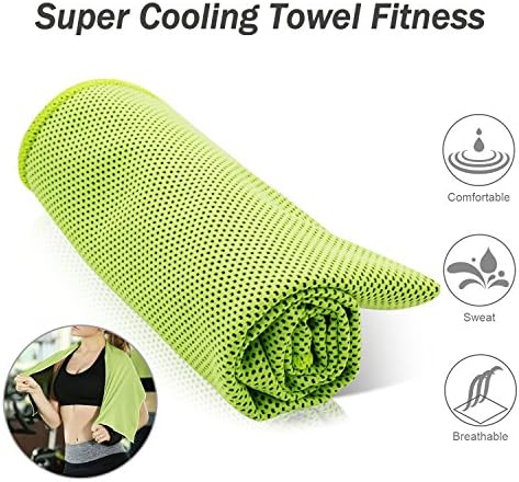 Microfiber Cooling Towel,100cm x 31cm Ice Quick Dry Cooling Towel for Sports, Workout, Fitness, Yoga, swimming, Camping &amp;Travel (Green)