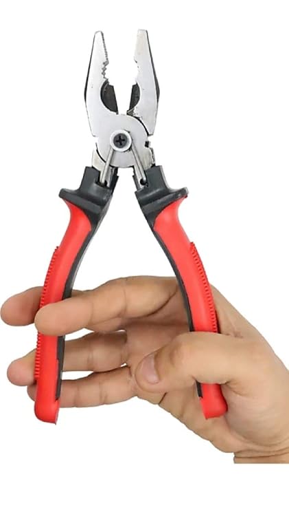Paradise Tools (India) Multi Functional Professional and Home Combination Plier with Anti Slip Handle with Spring - Made by Fine Carbon Steel (Red & Black)