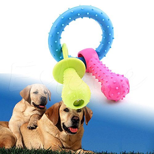Stebcece New Rubber Pacifier Pet Toys Ring Dog/Cat Puppy Chew Toys with Bell Sound Inside