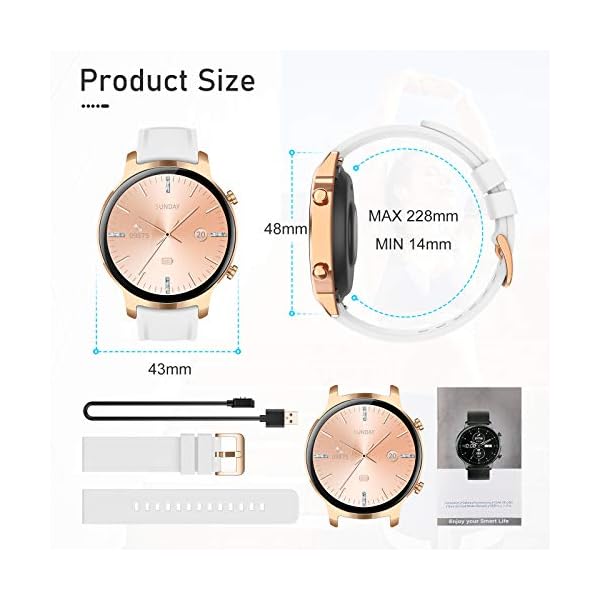 Nemheng Smart Watch for Women, Full Touch Fitness Tracker with Heart Rate Monitor, Sleep Monitor,Female Health Tracking…