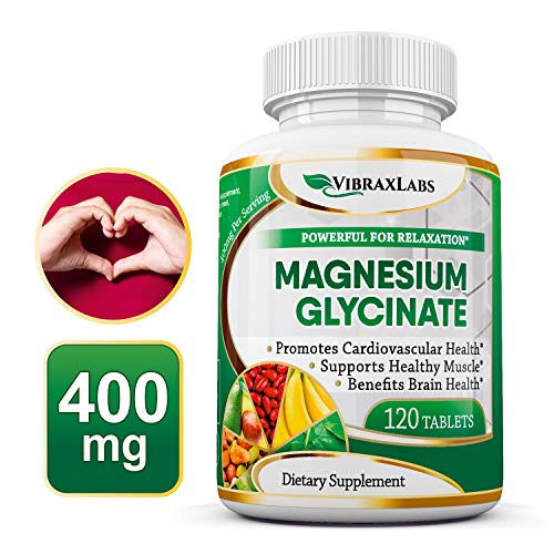 VibraxLabs Magnesium Glycinate Supplement, 400mg, for Men & Women, for Stress, Energy, Sleep