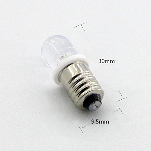GutReise 10pcs E10 Screw 3V 4.5V 6V 12V 24V Spot Led Bulb Light Lamps Warm White Yellow Blue Green Red Cold White+10pcs E10 Base (DC6V, Warm White)