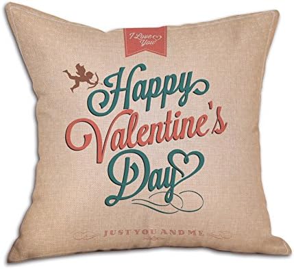 MAIDIEN Valentine's Day Gift Pillowcase Couples Linen Pillow Cases Cushion Cover Throw Waist Square Pillow Case Sofa Home Decor 18x18 Inch