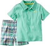 Carters Little Boys 2-Piece Polo & Plaid Short Set