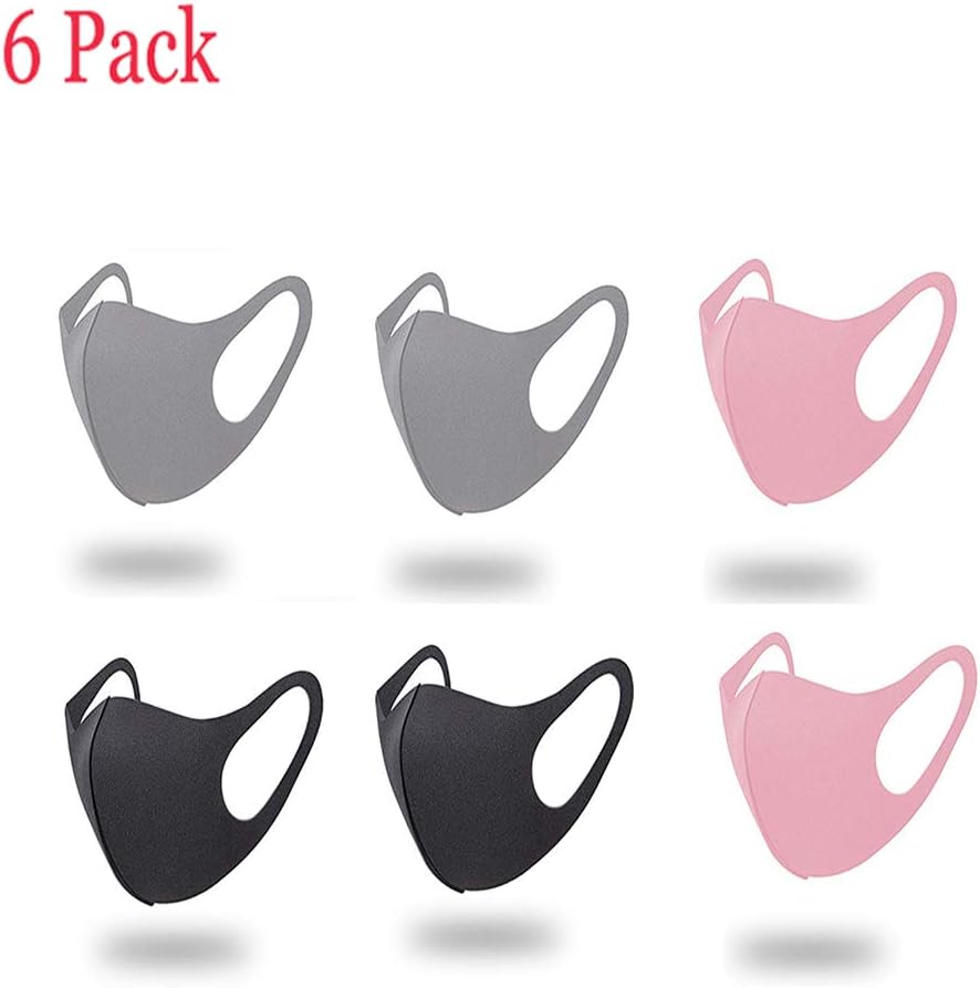CRRD 6 Pack Unisex Mouth Mask Adjustable Dust Mask Anti Air Pollution Smoke Mask Dust Face Mouth Mask for Outdoor Sports Cycling One Size Pink Black Grey
