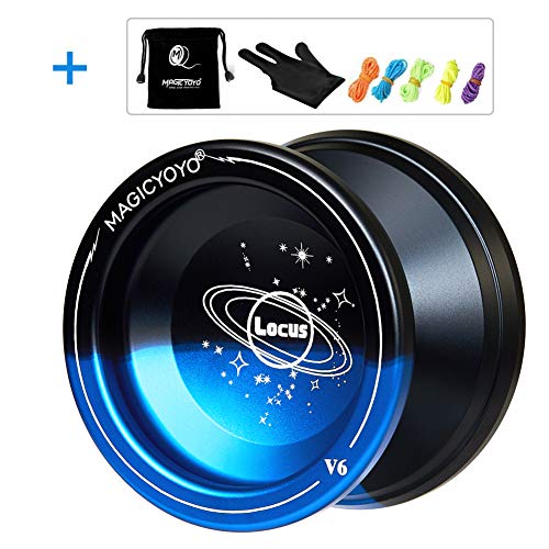 Responsive Yoyo V6 Locus, Magic YOYO Pro Ball Bearing Yoyo, Aluminum Metal Yoyos for Kids Beginner Learner with Bag Glove and 5 Yoyo Strings - Black & Blue - Thumbnail 6