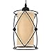Creatgeek Plug-in Pendant Light 16.4' Cord with On/Off Dimmer Switch, Industrial Linen Drum Lampshade Cylinder Swag Chandelier for Bedroom, Dining Room, Kitchen Island