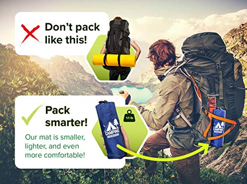 Camping Sleep Mat - Compact & Lightweight Inflatable Sleeping Pad for Backpacking - Ultralight Air Mattress Engineered for Comfort - with 3 Repair Patches and Bonus Survival Whistle