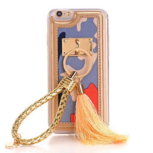 iPhone 6 Plus/iPhone 6s Plus case,AirChichi Fashion Detachable Tassel Keychain Soft TPU Lightweight Camouflage Skin Protective Back Cover Case for iPhone 6 Plus/6s Plus 5.5 Inch (Violet)