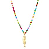 MURNA KARE Beach Colorful Beaded Necklace for Women - Ocean Fish Pendant Necklaces, Boho Beach Jewelry | Ocean Jewelry Gift for Women