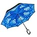 ALINK Inverted Umbrella, Reverse Folding Double Layer Inside Out Outdoor Rain Away Car Umbrella - Blue Sky