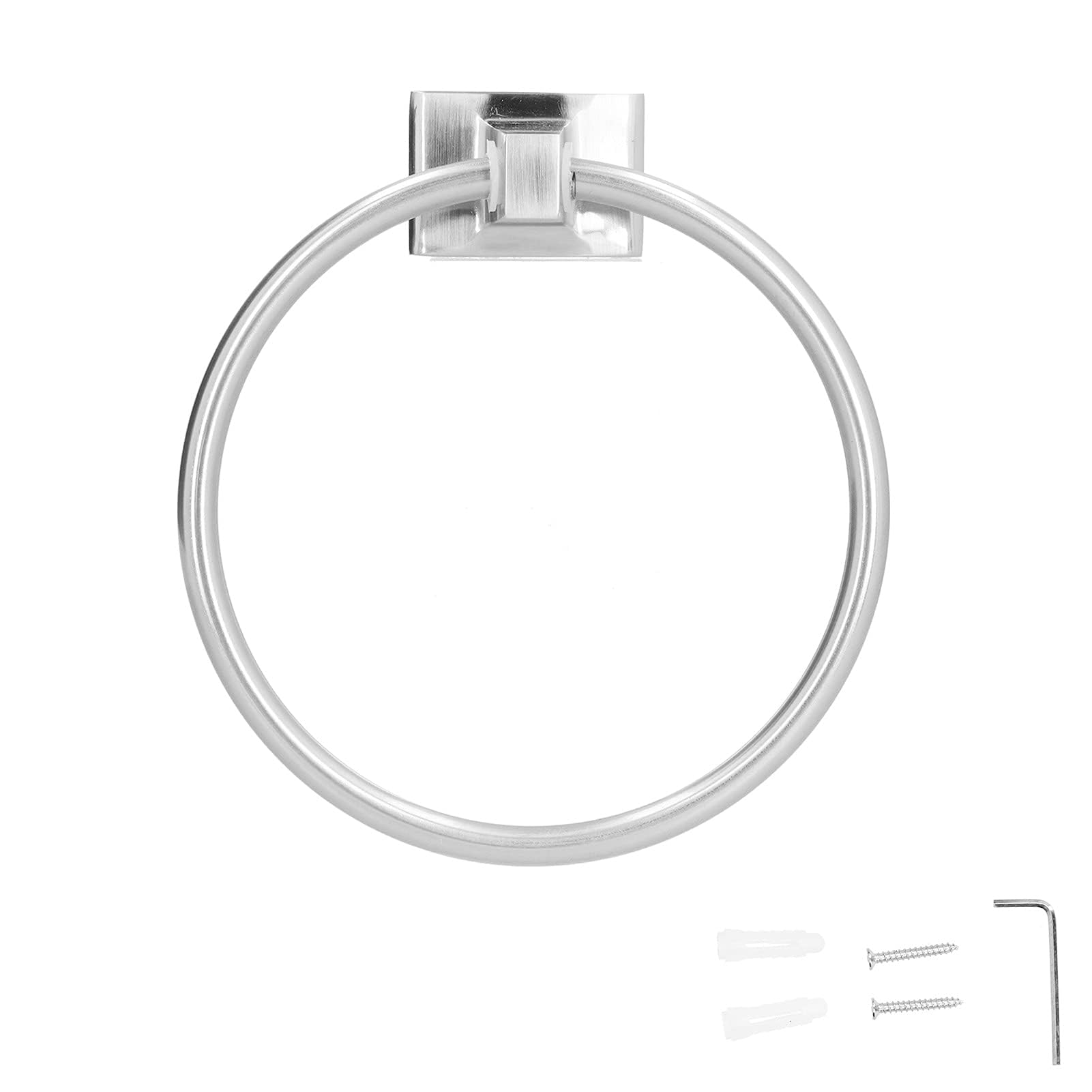 Cyrank Towel Ring, Wall Mounted Hand Towel Holder Stainless Steel Towel Ring Round Towel Holder Bathroom Towel Rack Silver Towel Hanger for Bathroom