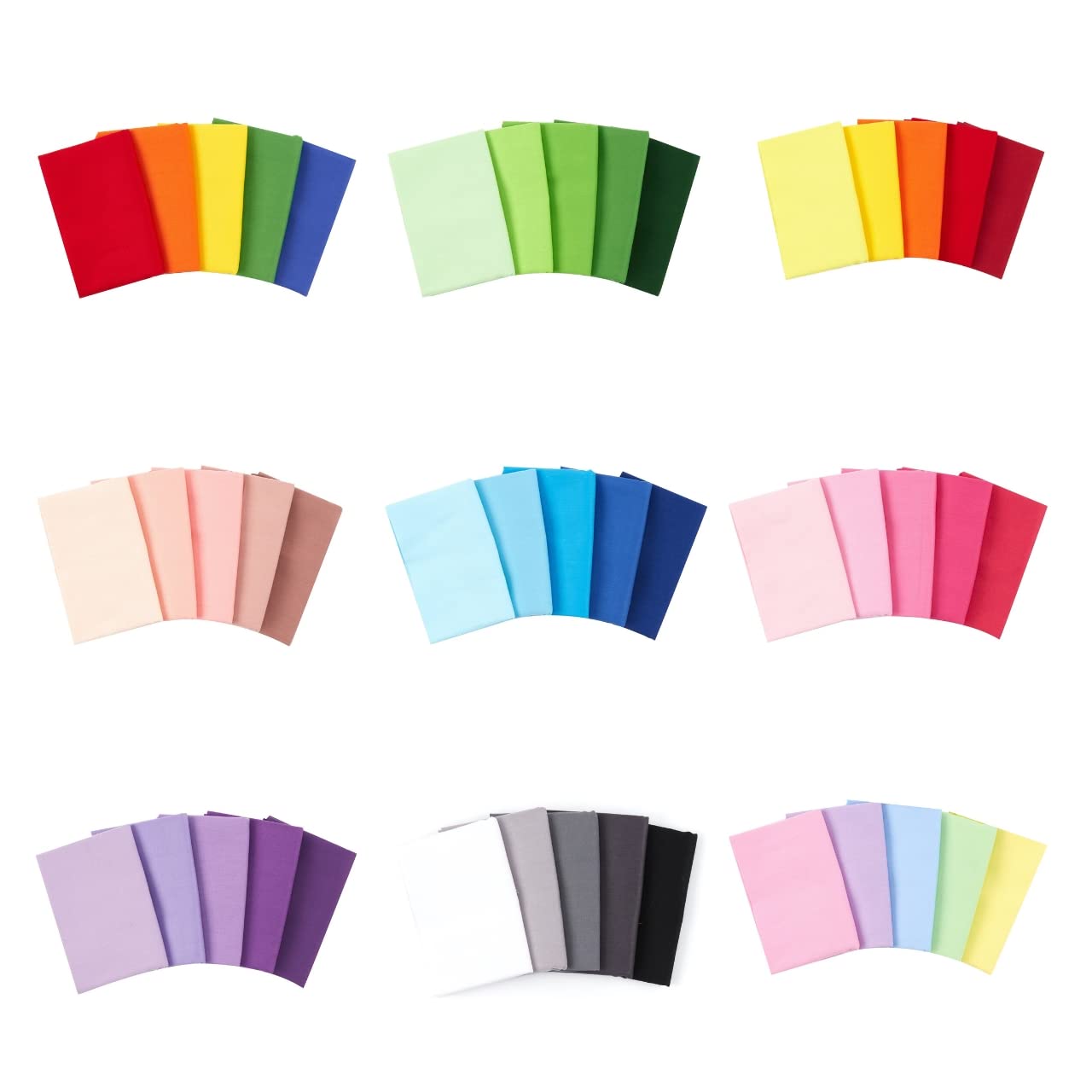 Plain 5 Piece 100% Cotton Fat Quarter Bundle, Perfect for Sewing, Face Coverings, Craft Projects and Patchwork, 53cm x 46cm (20.8" x 18.1") (Sunrise & Sunset)