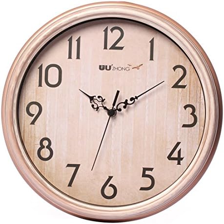 Maywhen Indoor 12 Inch Decorative Non-Ticking Silent Wall Clock Champagne Gold Modern Analog Quiet Wall Clock