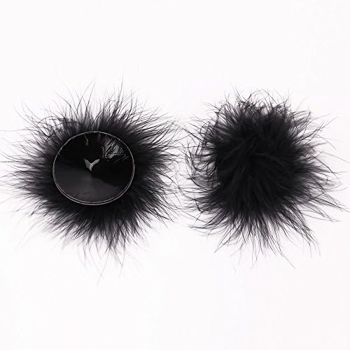 1 Pair Sexy Feather Tassel Breast Bra Nipple Women Cover Pasties Stickers Round for Adult Game Toys Black