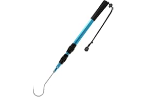 SANLIKE Telescopic Fish Gaff with Stainless Sea Fishing Spear Hook Tackle, Soft Handle Aluminium Alloy Pole for Saltwater Offshore Ice Tool