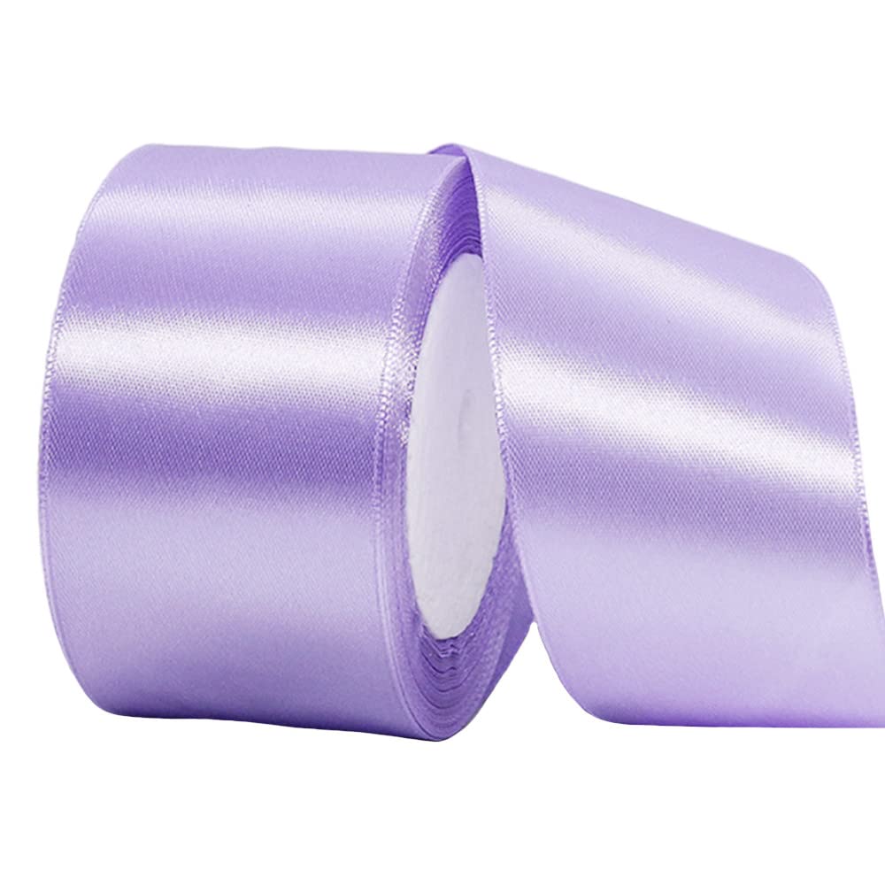 50mm Wide Thick Light Purple Ribbon for Gift Wrapping,22m 2Inch Large Fabric Satin Ribbon Purple Bow for Gift Wrapping,Ribbons for Crafting,Bouquets,Weddin, Car,Presents,Cake,Christmas Decorations — image 1