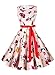 Anni Coco Women's 1950s Hepburn Vintage Swing Dresses With Ribbon Belt Flower and Bee Medium